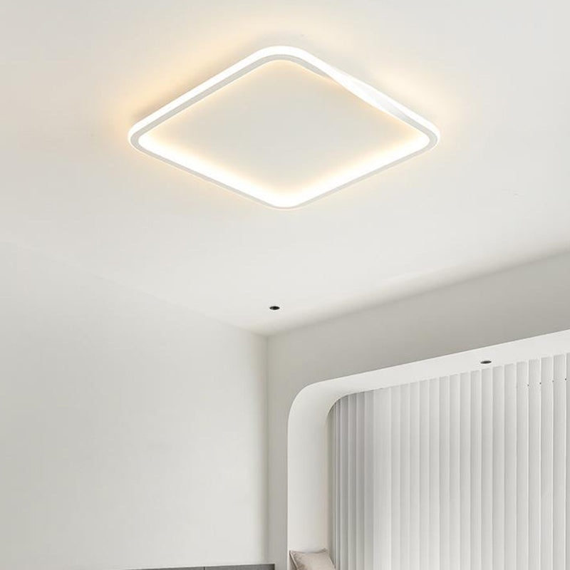Modern Minimalist Square Round Oval Stacking PC Iron LED Flush Mount Ceiling Light For Bedroom