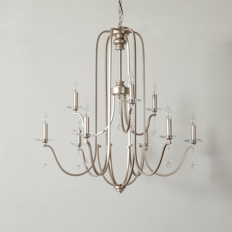 Traditional French Candlestick Iron Crystal 6/9-Light Chandeliers For Living Room