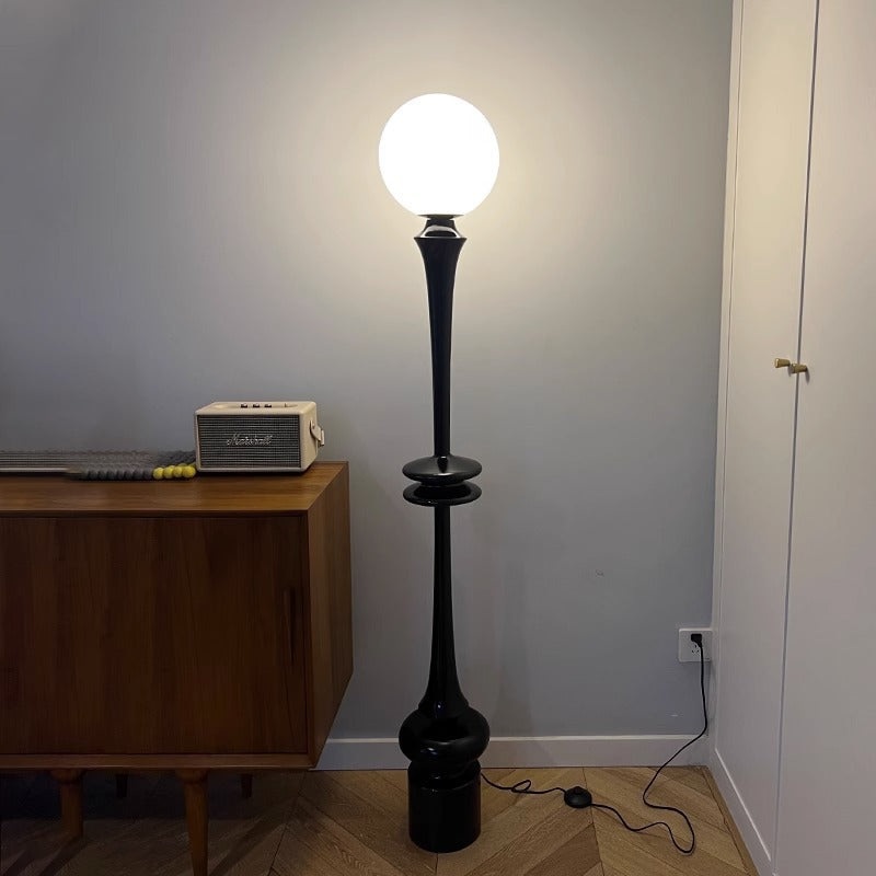 Traditional Vintage Column Resin Acrylic 1-Light Standing Floor Lamp For Living Room