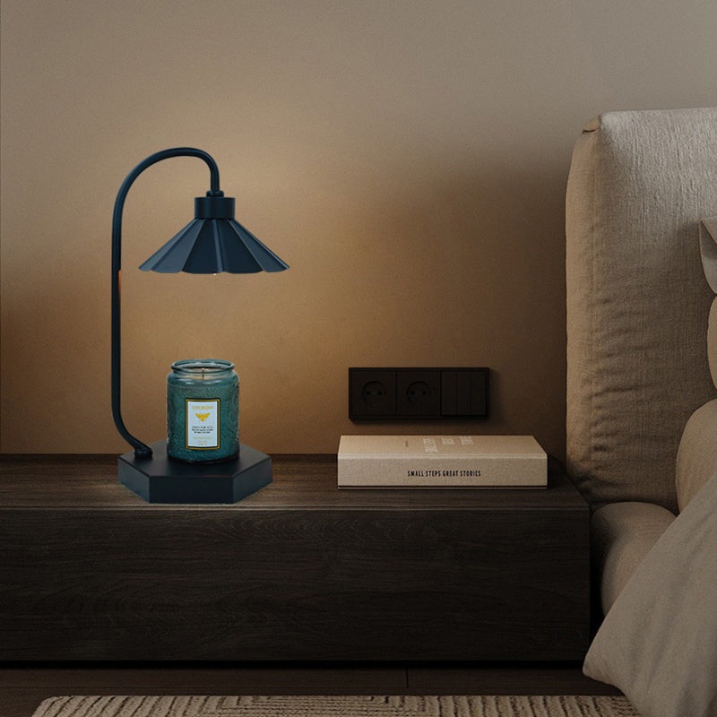 Contemporary Nordic Glass Umbrella Shade Iron 1-Light Melting Wax Table Lamp For Bedroom