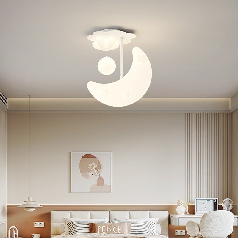 Contemporary Nordic Orbs Stars Moon Iron PE LED Chandeliers For Bedroom