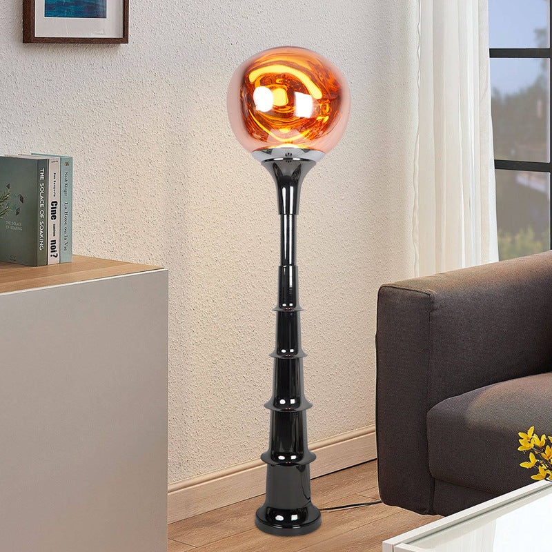 Contemporary Scandinavian Lava Orb PVC Acrylic LED Standing Floor Lamp For Living Room