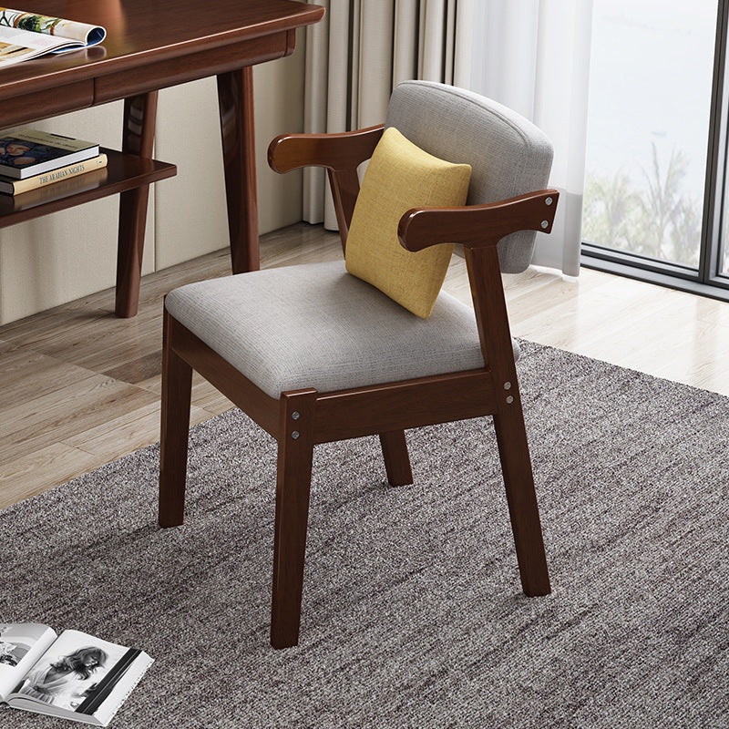 Contemporary Scandinavian Square Z Shape Fabric Leather Wood Dining Chair Backrest Armrest For Dining Room