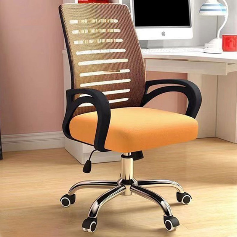 Contemporary Simplicity Breathable Mesh Fabric Upholstered Height Adjustable Swivel Desk Chair Stainless Steel Casters For Home Office