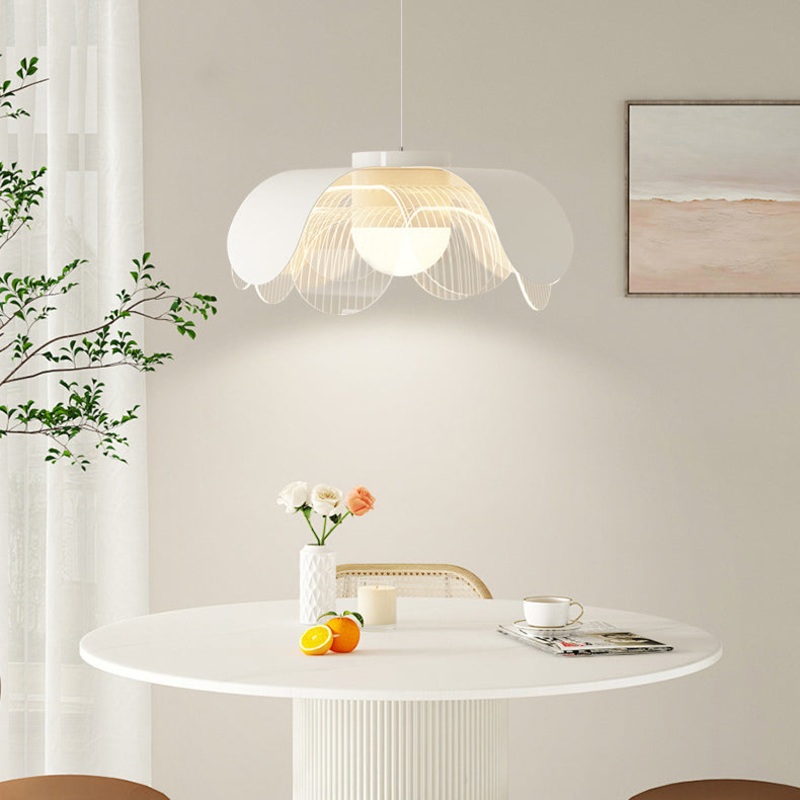 Modern Eclectic Flower Iron Acrylic LED Pendant Light For Living Room