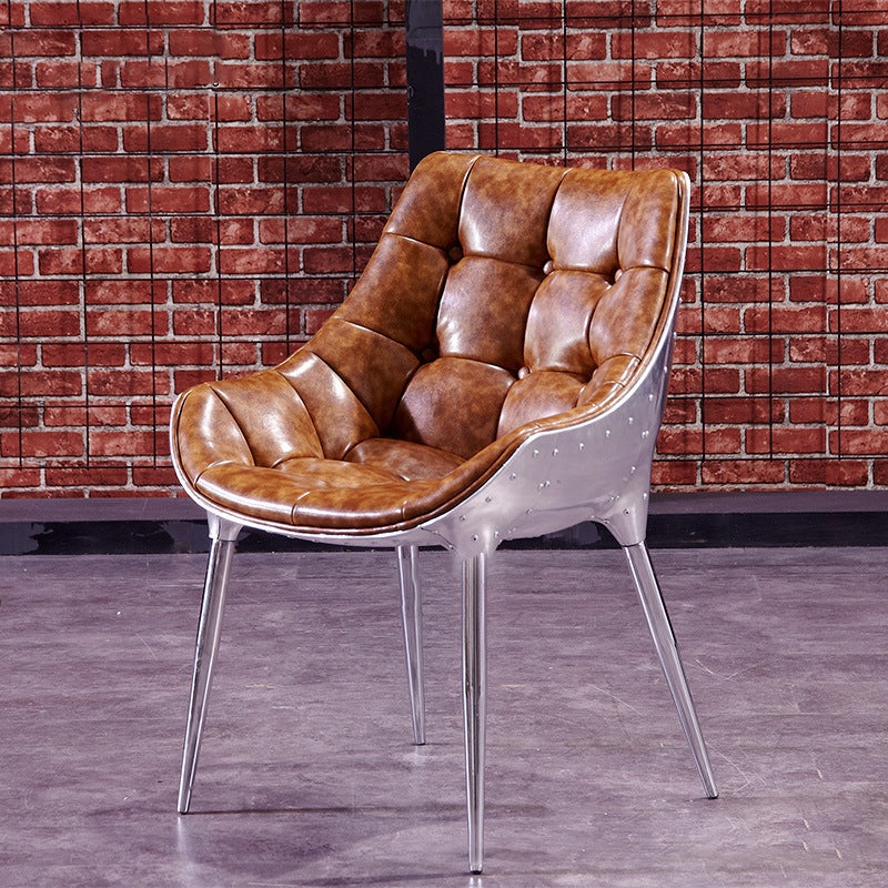 Modern Luxury Trapezoid Leather Stainless Steel Sponge Dining Chair Backrest For Dining Room