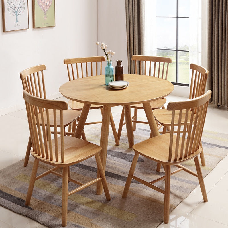 Modern Minimalist Solid Wood Round Dining Table For 4-6 Seats Dining Room