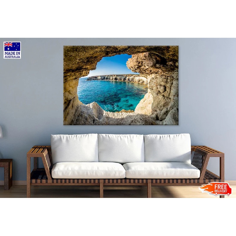 Sea Caves near Ayia Napa Cyprus Photograph 90x60cm Print 100% Australian Made