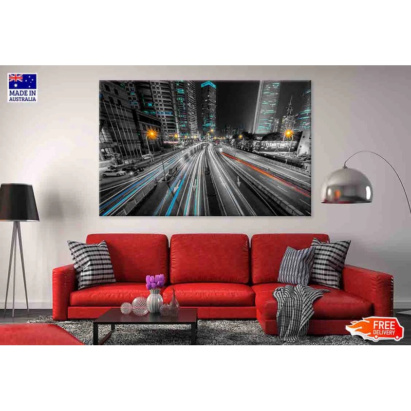 Skyline Night City 90x60cm Print 100% Australian Made