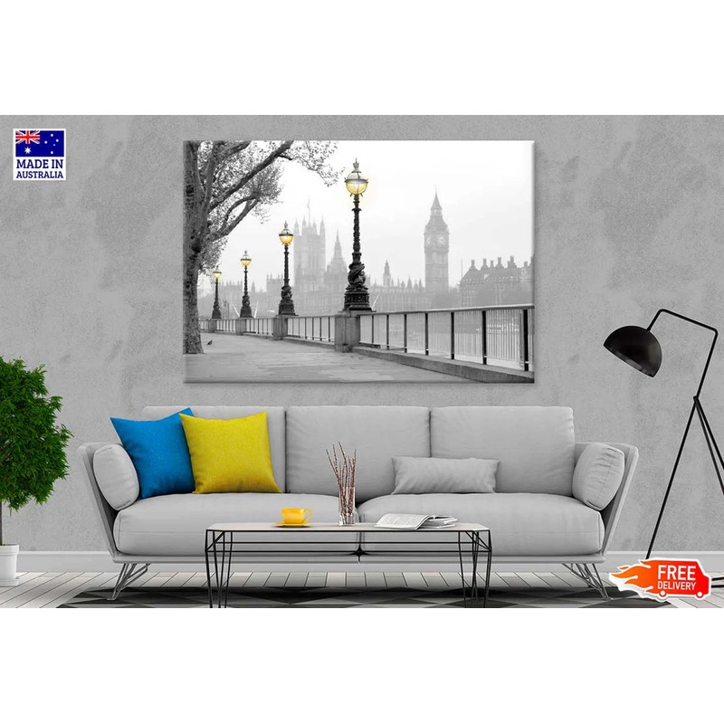 Street Lights B&W City View Photograph 90x60cm Print 100% Australian Made