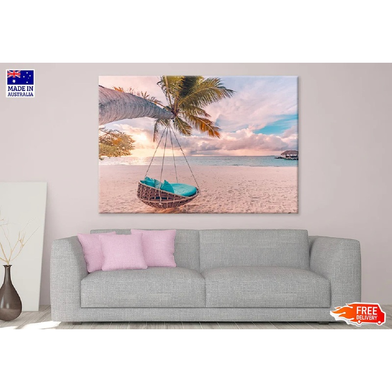 Tropical Beach Sunset with Swing Photograph 90x60cm Print 100% Australian Made