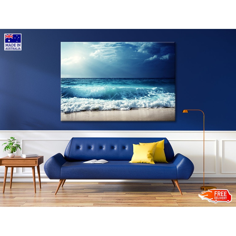 View of Waves at Seychelles Beach 90x60cm Print 100% Australian Made