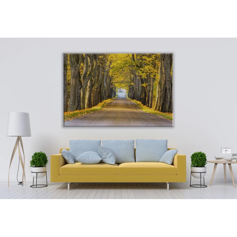 Yellow Trees and road Nature 90x60cm Print 100% Australian Made