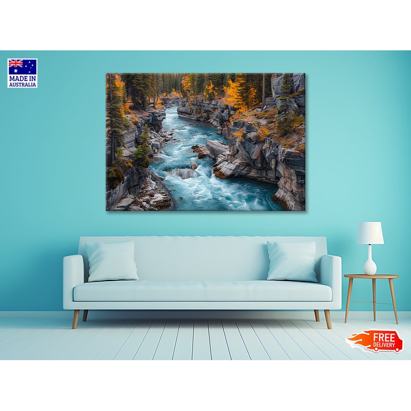 A River Flowing Through a Rocky Area 90x60cm Print 100% Australian Made