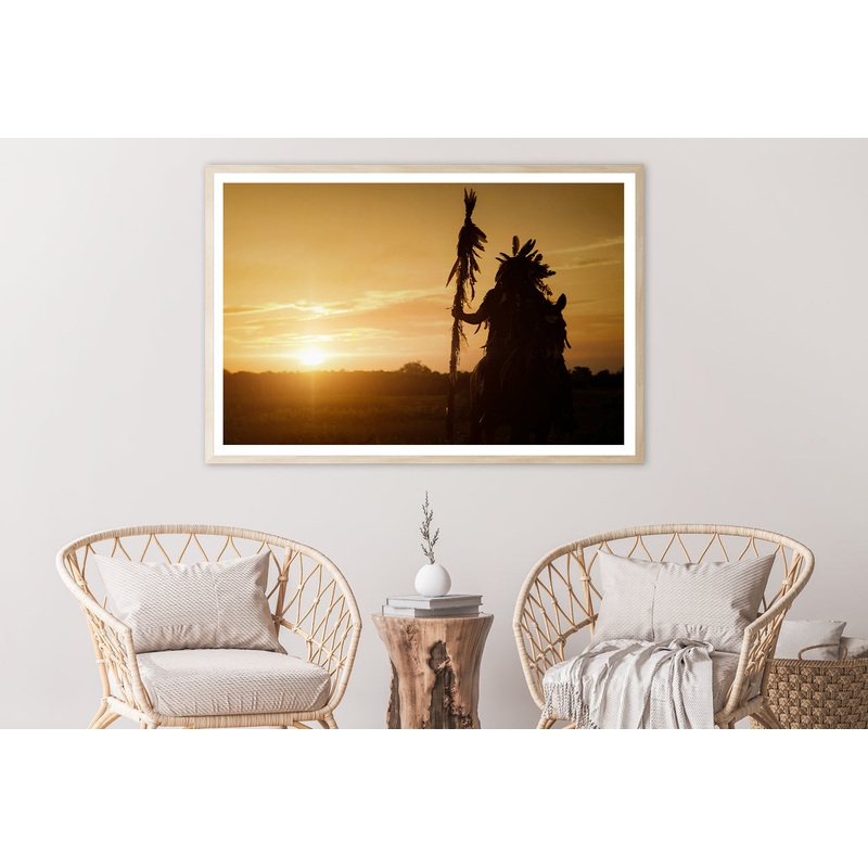 American Indian Tribe with Sunset Home Decor Premium Quality Poster Print Choose Your Sizes