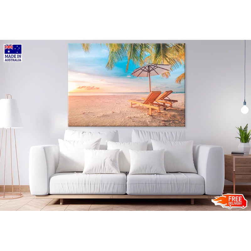 Beach Hut & Sea Sky View Photograph 90x60cm Print 100% Australian Made
