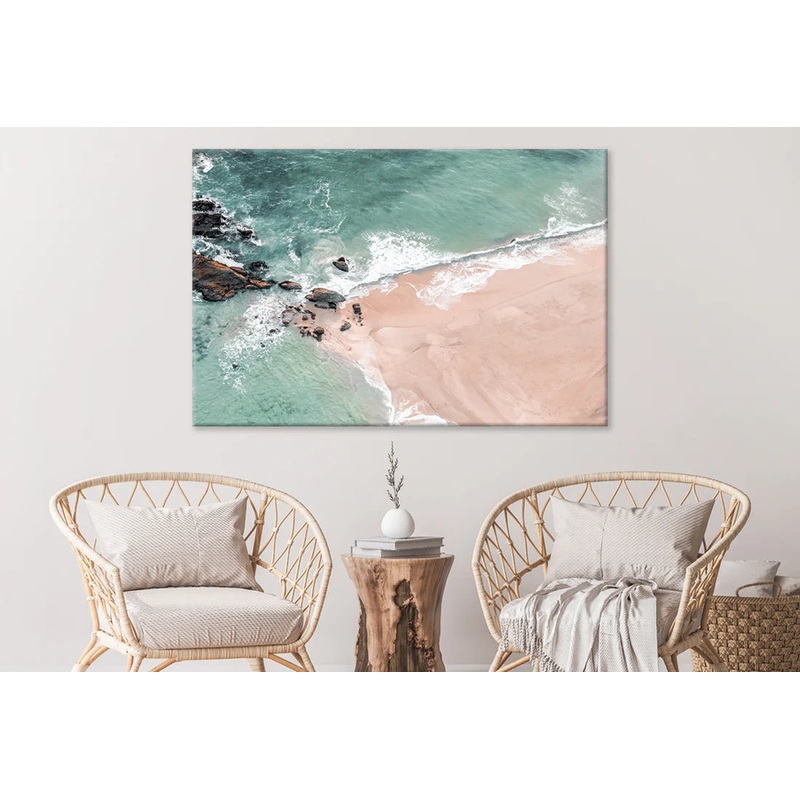 Beach Top View With Rocks Stunning Design 90x60cm Print 100% Australian Made
