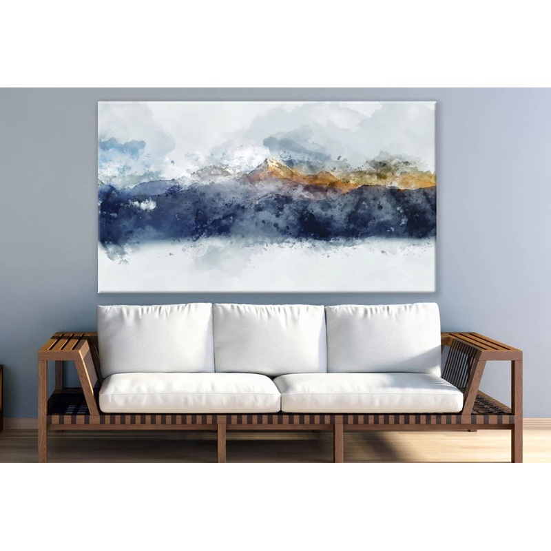 Blue Abstract Mountain Paint 90x60cm Print 100% Australian Made