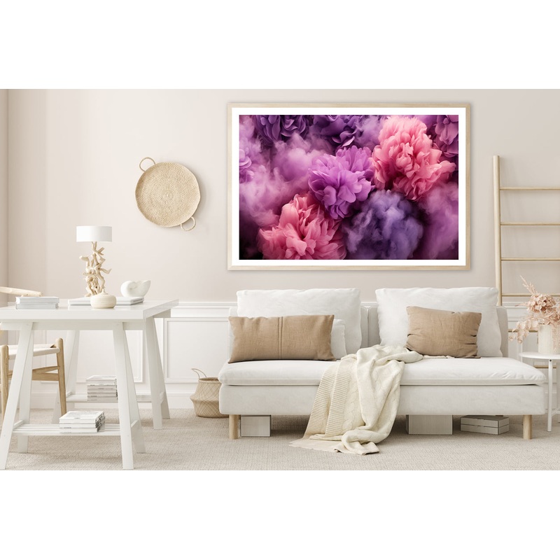 Bunch of Flowers with Pink Smoke Home Decor Premium Quality Poster Print Choose Your Sizes