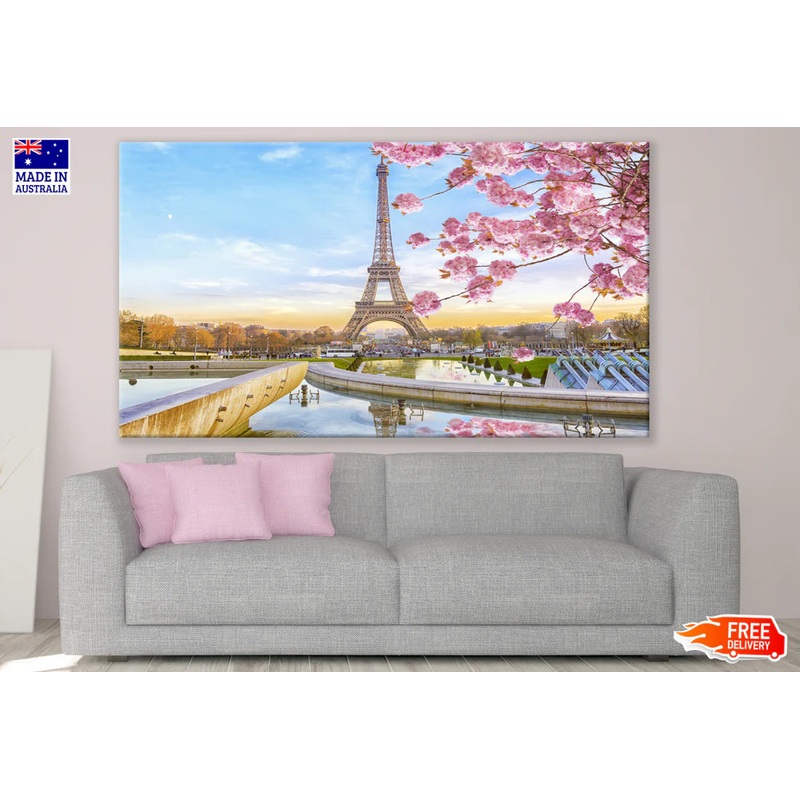 Eiffel Tower & Cherry Blossom Tree Photograph 90x60cm Print 100% Australian Made