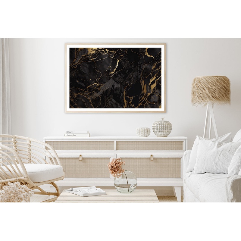 Elegant Black and Gold Marble Art Home Decor Premium Quality Poster Print Choose Your Sizes