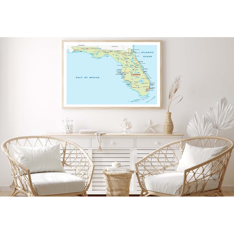 Florida Map Home Decor Premium Quality Poster Print Choose Your Sizes