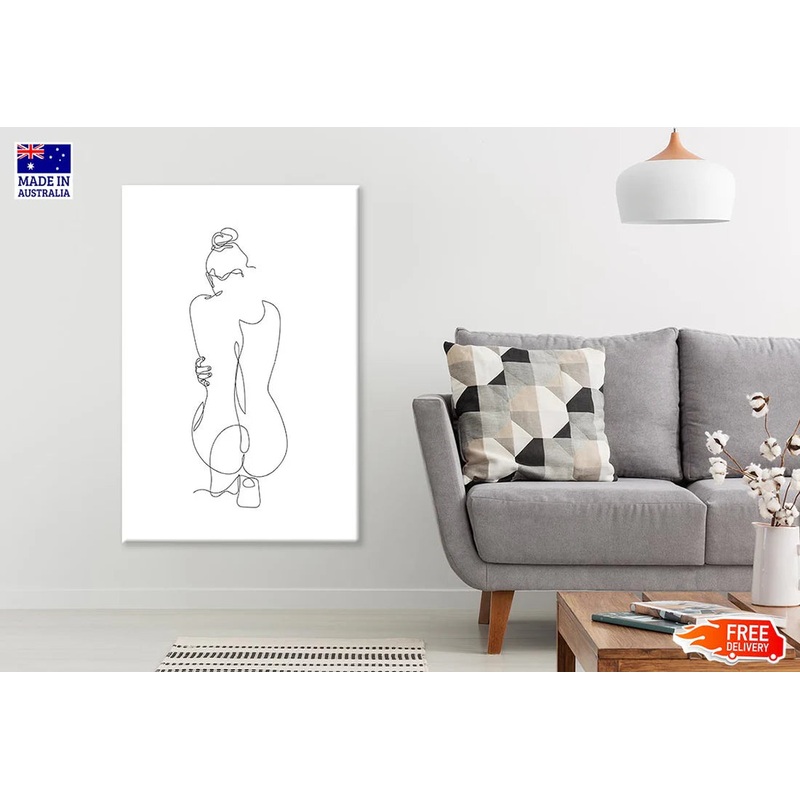 Girl Back View B&W Line Art 60x90cm Print 100% Australian Made