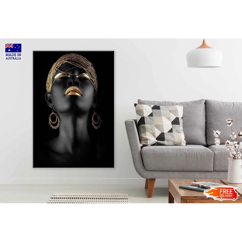 Golden Makeup With Women Face Photograph 60x90cm Print 100% Australian Made
