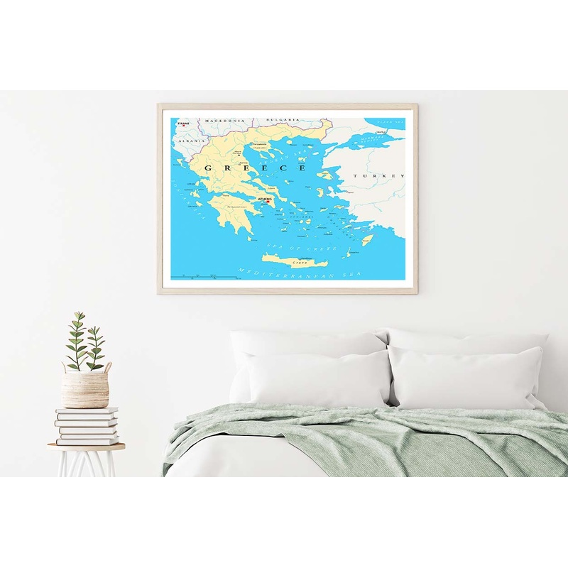 Greece Political Map Home Decor Premium Quality Poster Print Choose Your Sizes