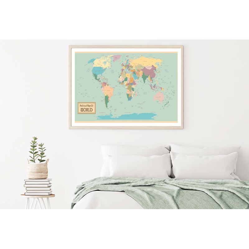 High Detail Political World Map Home Decor Premium Quality Poster Print Choose Your Sizes