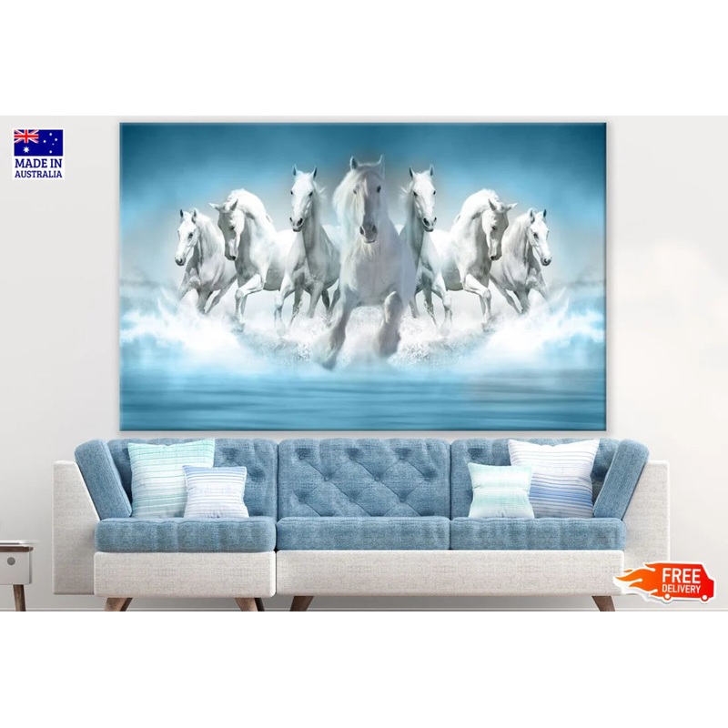 Horses Running on Water View 90x60cm Print 100% Australian Made