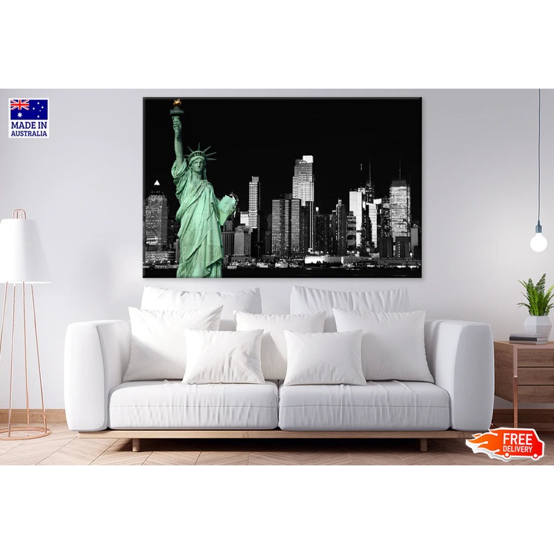 Liberty Island In New York City B&W Photograph 90x60cm Print 100% Australian Made