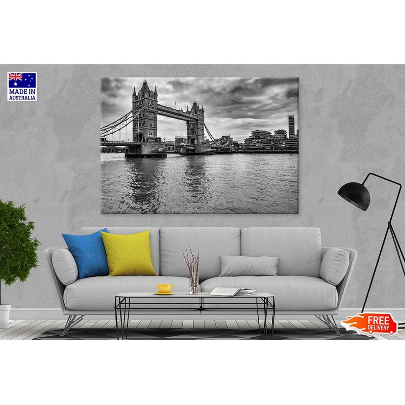 London Bridge & Lake B&W View Photograph 90x60cm Print 100% Australian Made