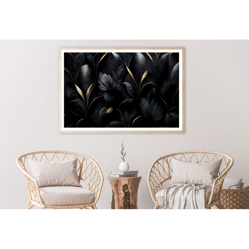 Luxury Black and Gold Leaves Art Home Decor Premium Quality Poster Print Choose Your Sizes