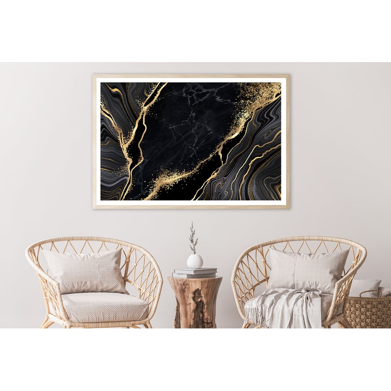 Luxury Black and Gold Wall Art Home Decor Premium Quality Poster Print Choose Your Sizes