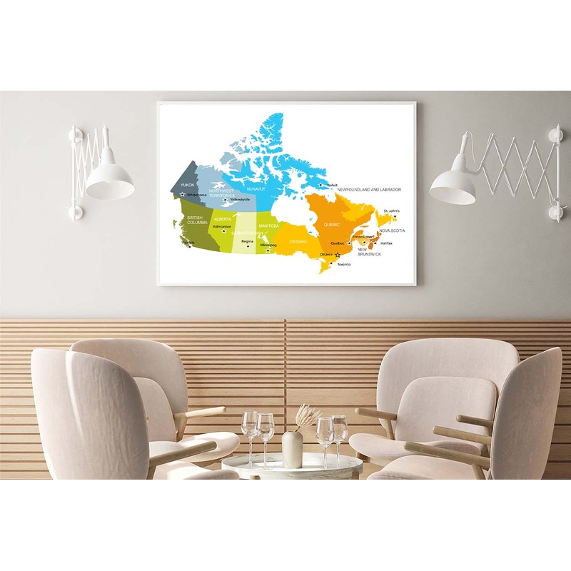 Map of Provinces and Territories of Canada Home Decor Premium Quality Poster Print Choose Your Sizes