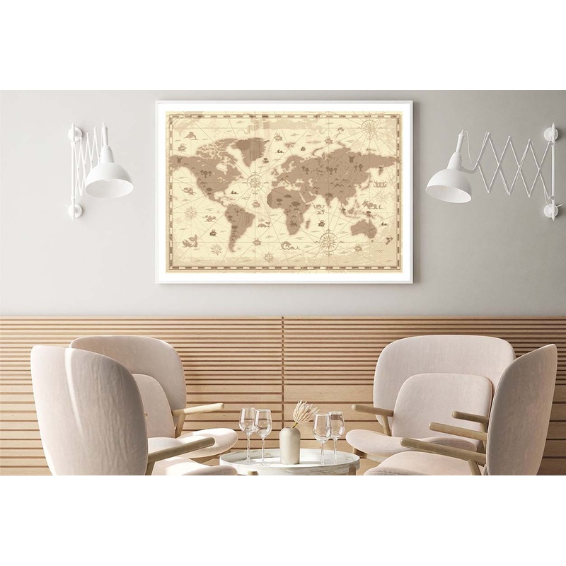 Map of the World with Mountains Home Decor Premium Quality Poster Print Choose Your Sizes