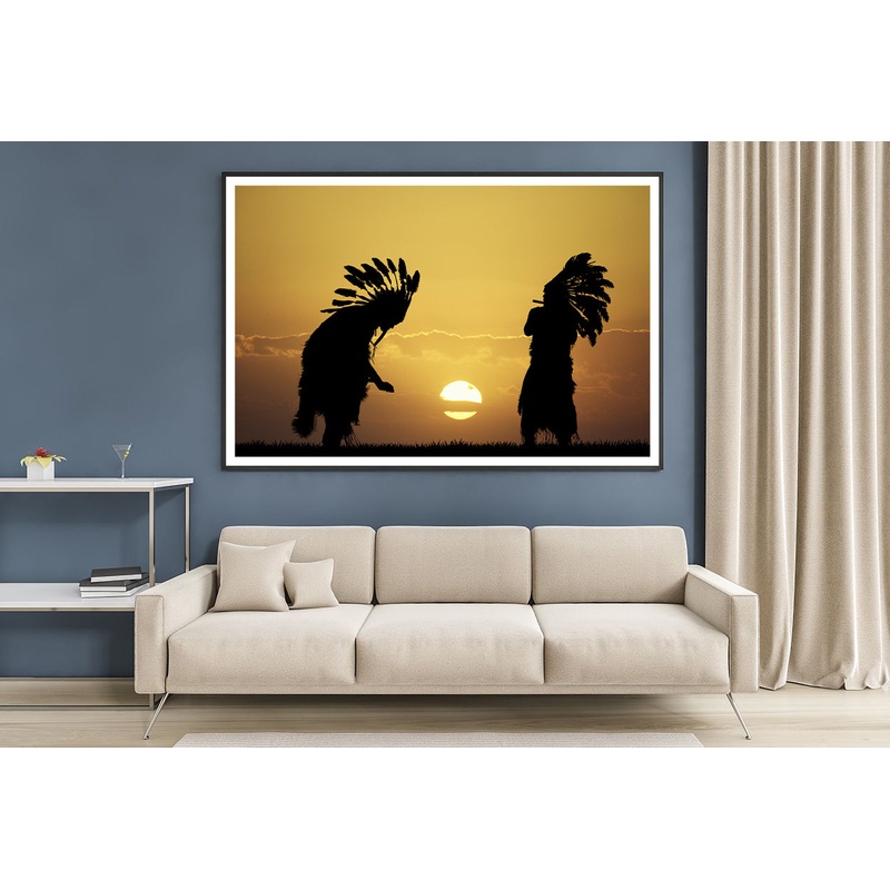 Native American Tribe with Sunset Home Decor Premium Quality Poster Print Choose Your Sizes