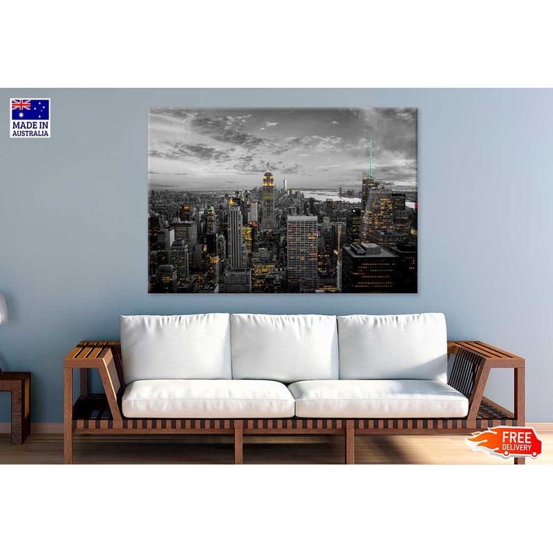New York City Night in London B&W Photograph 90x60cm Print 100% Australian Made