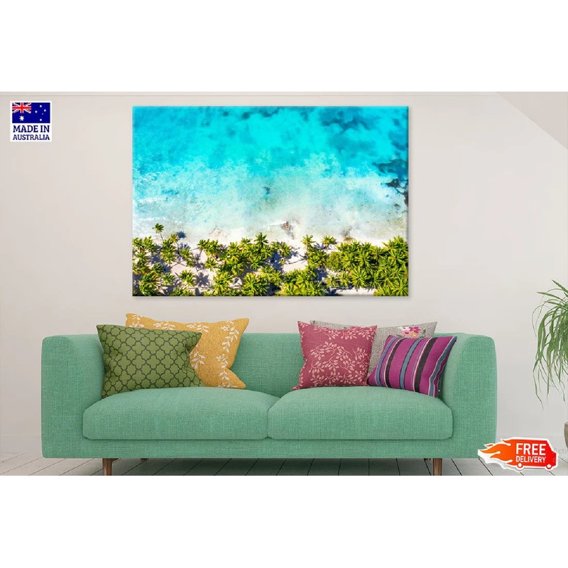 Palm Trees & Blue Sea Aerial View Photograph 90x60cm Print 100% Australian Made