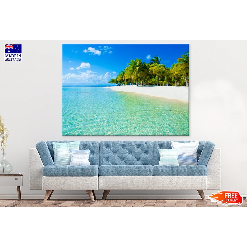 Palm Trees & Sea Aerial View 90x60cm Print 100% Australian Made