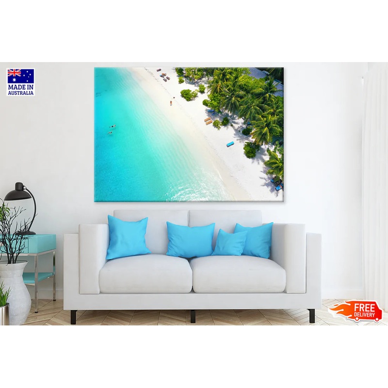 Palm Trees & Sea Aerial View Photograph 90x60cm Print 100% Australian Made
