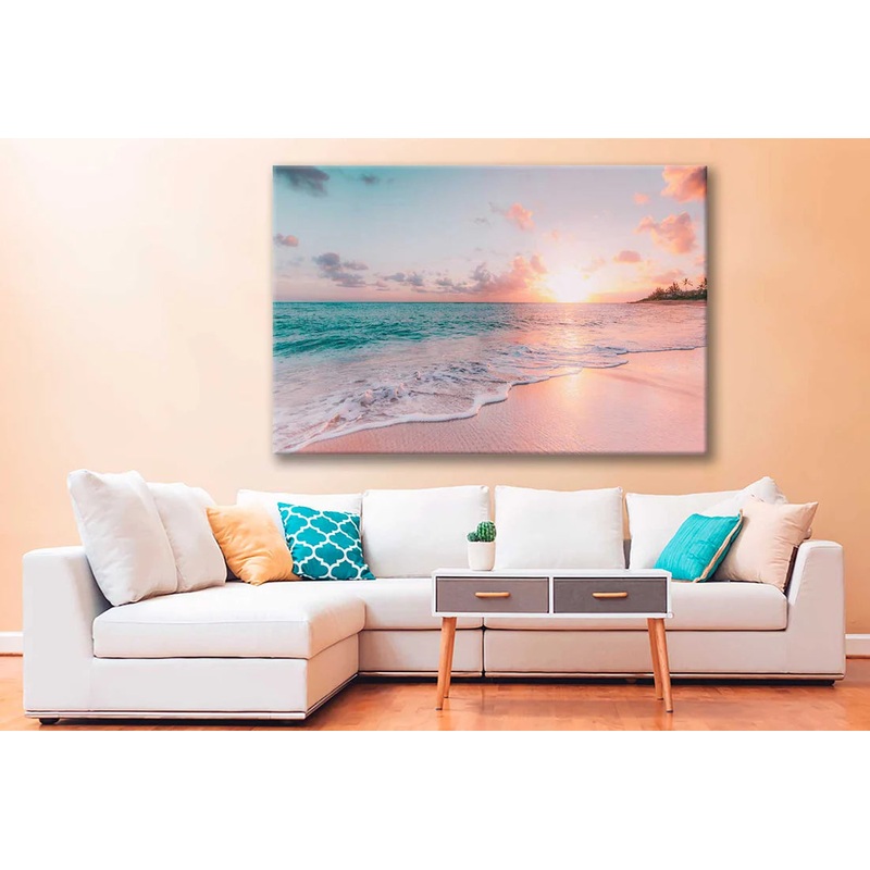 Pink Sky Beach & Sunset 90x60cm Print 100% Australian Made