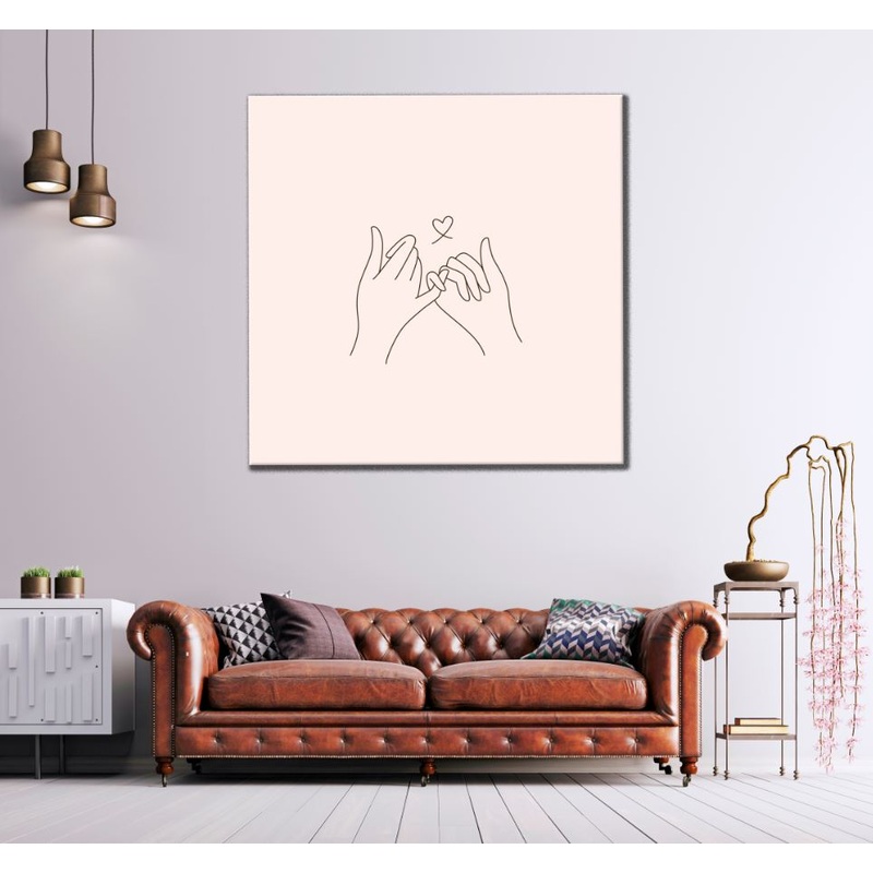 Square Canvas Hands & Heart Line Art High Quality Print 100% Australian Made