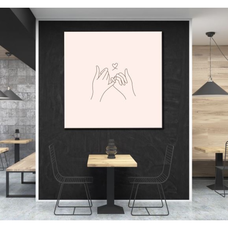Square Canvas Hands with A Heart Line Art Design High Quality Print 100% Australian Made