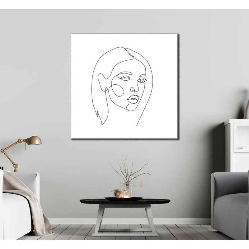 Square Canvas Woman Face Line Art Design High Quality Print 100% Australian Made
