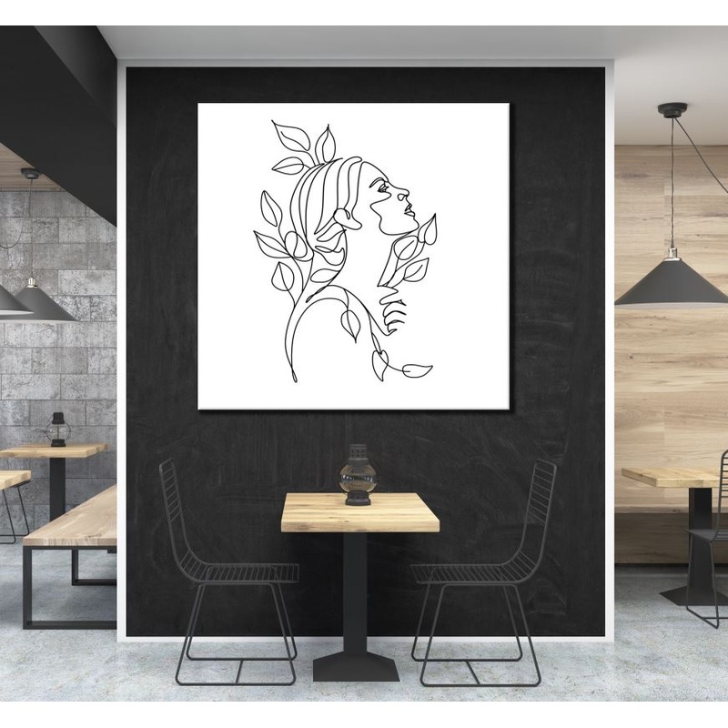 Square Canvas Woman Face Line Art High Quality Print 100% Australian Made