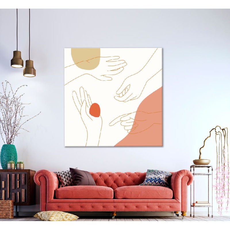Square Canvas Woman Hands Line Art Design High Quality Print 100% Australian Made