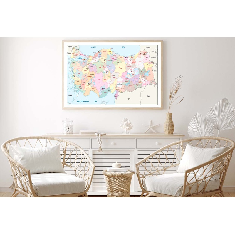 Trkiye Administrative Map Home Decor Premium Quality Poster Print Choose Your Sizes