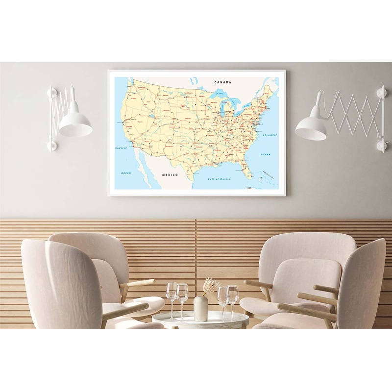 US Interstate Highway Map Home Decor Premium Quality Poster Print Choose Your Sizes